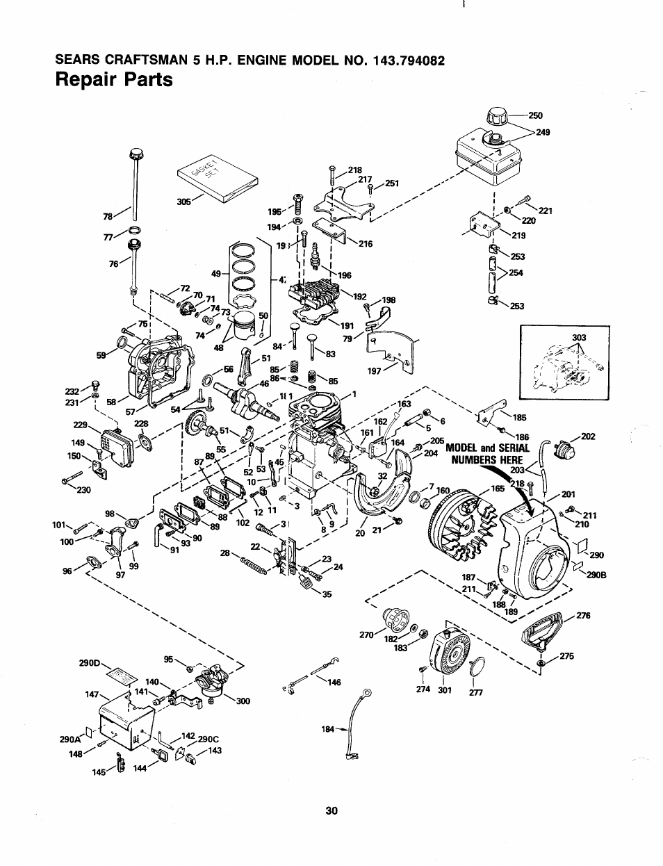 Repair parts | Sears 247 886510 User Manual | Page 30 / 36