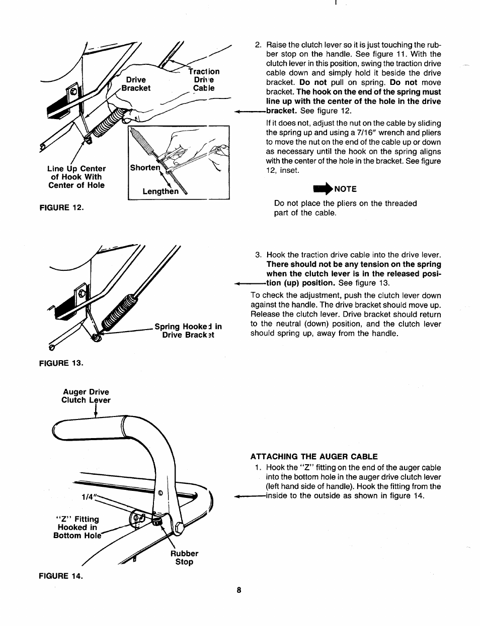 I^note, Attaching the auger cable | Sears 247 886510 User Manual | Page 8 / 36