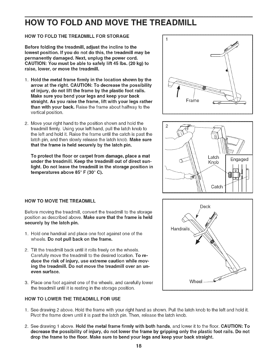 How to fold and move the treadmill | Sears PRO-FORM 831.24733.0 User Manual | Page 18 / 28