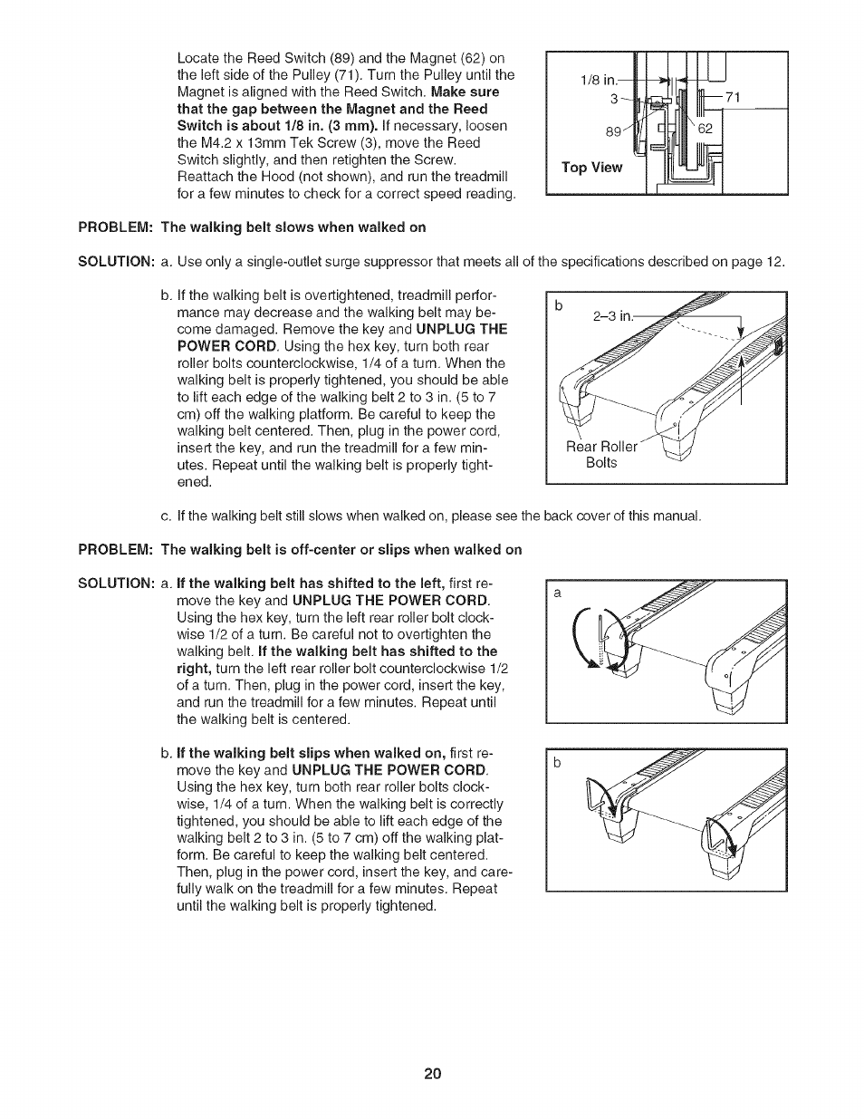 Problem: the walking belt slows when walked on | Sears PRO-FORM 831.24733.0 User Manual | Page 20 / 28