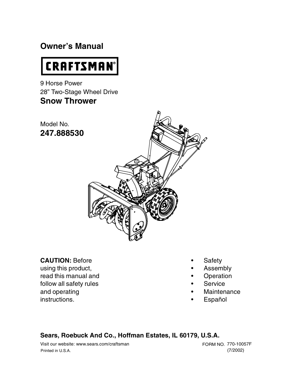 Sears 247.88853 User Manual | 64 pages