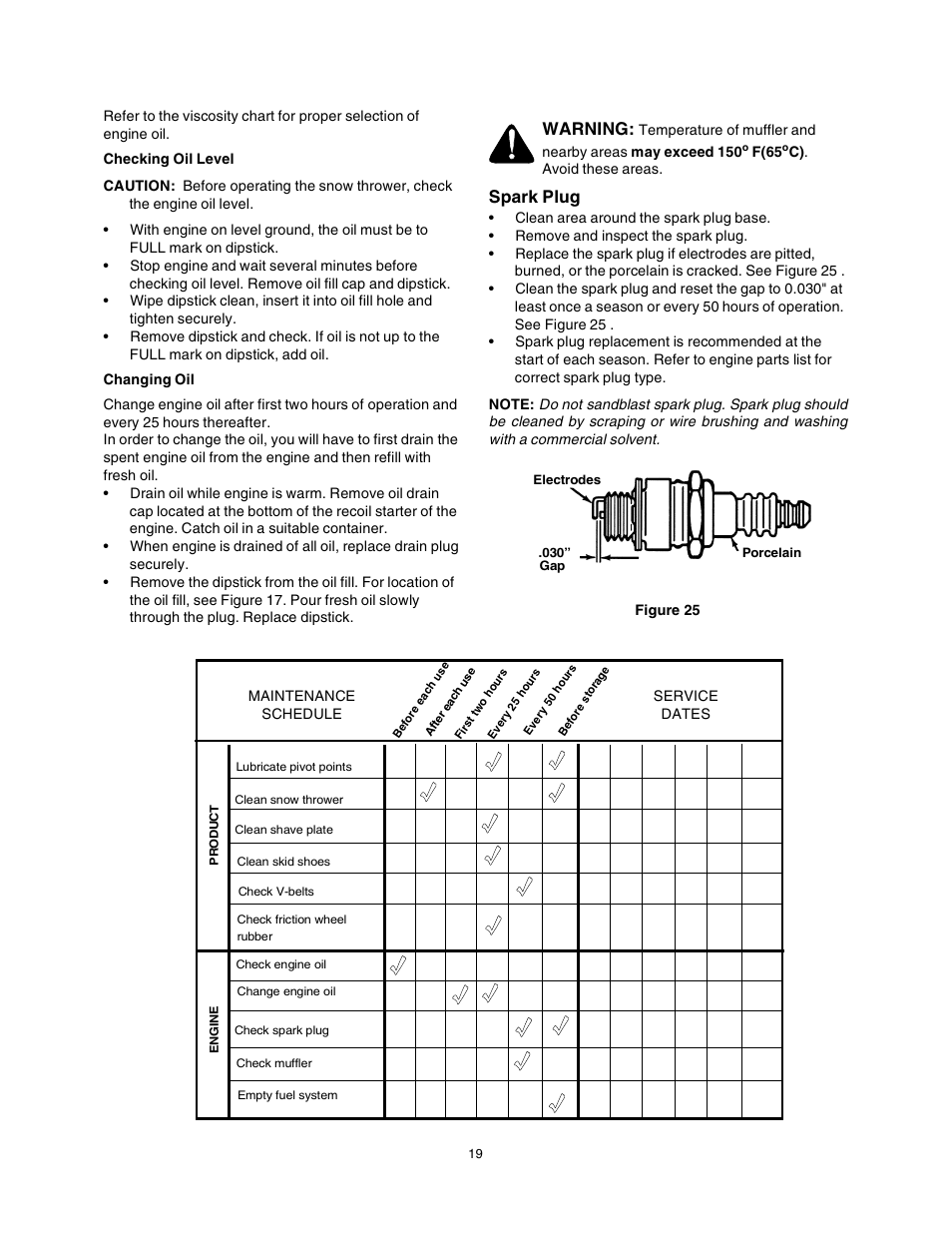 Spark plug, Warning | Sears 247.88853 User Manual | Page 19 / 64