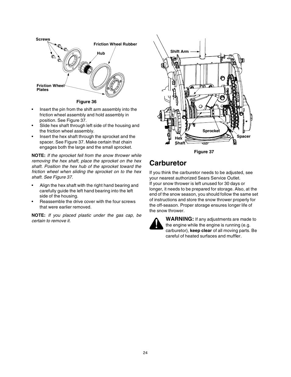 Carburetor | Sears 247.88853 User Manual | Page 24 / 64