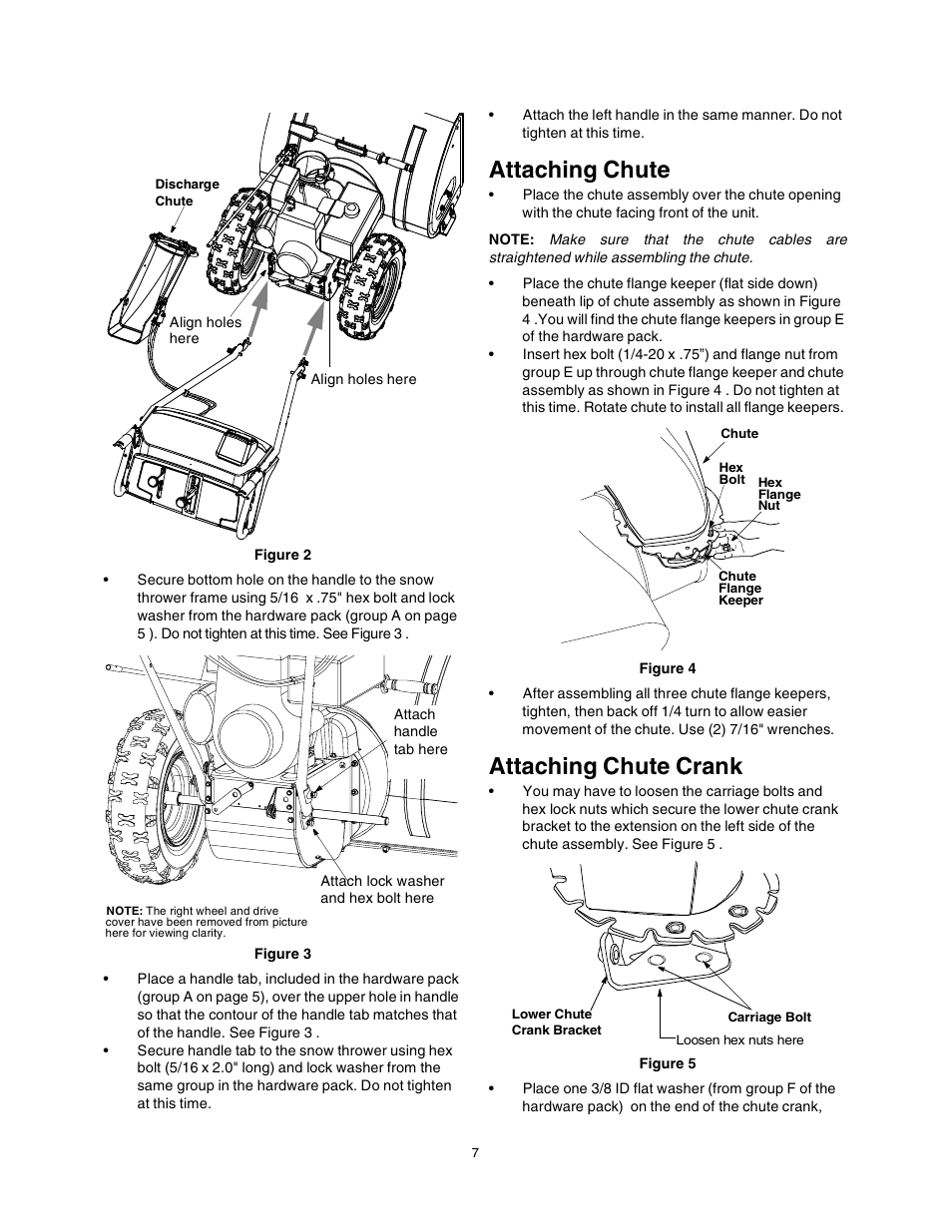 Attaching chute, Attaching chute crank | Sears 247.88853 User Manual | Page 7 / 64