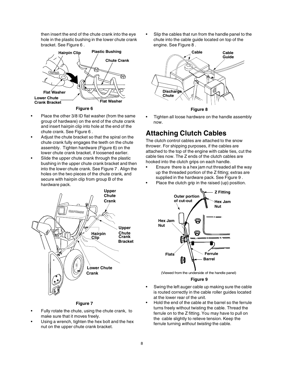 Attaching clutch cables | Sears 247.88853 User Manual | Page 8 / 64