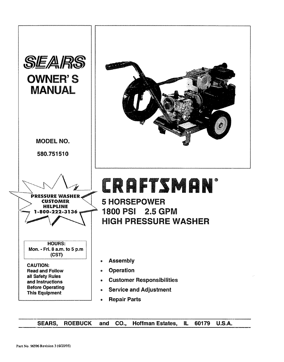 Sears 580.75151 User Manual | 28 pages