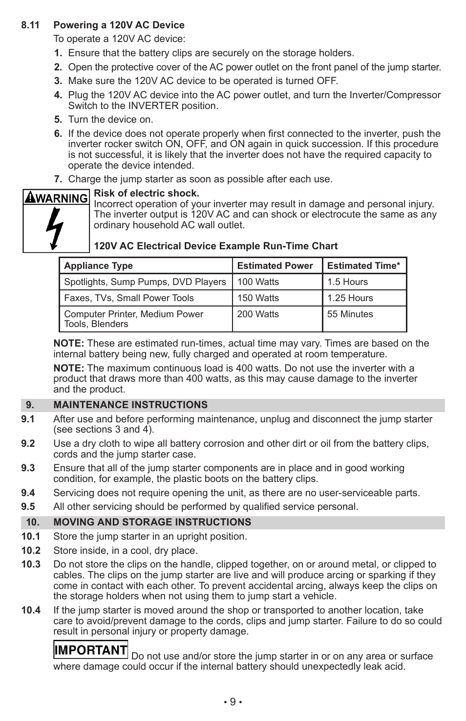 Sears Diehard Portable Power 1150 28.71988 User Manual | Page 10 / 12