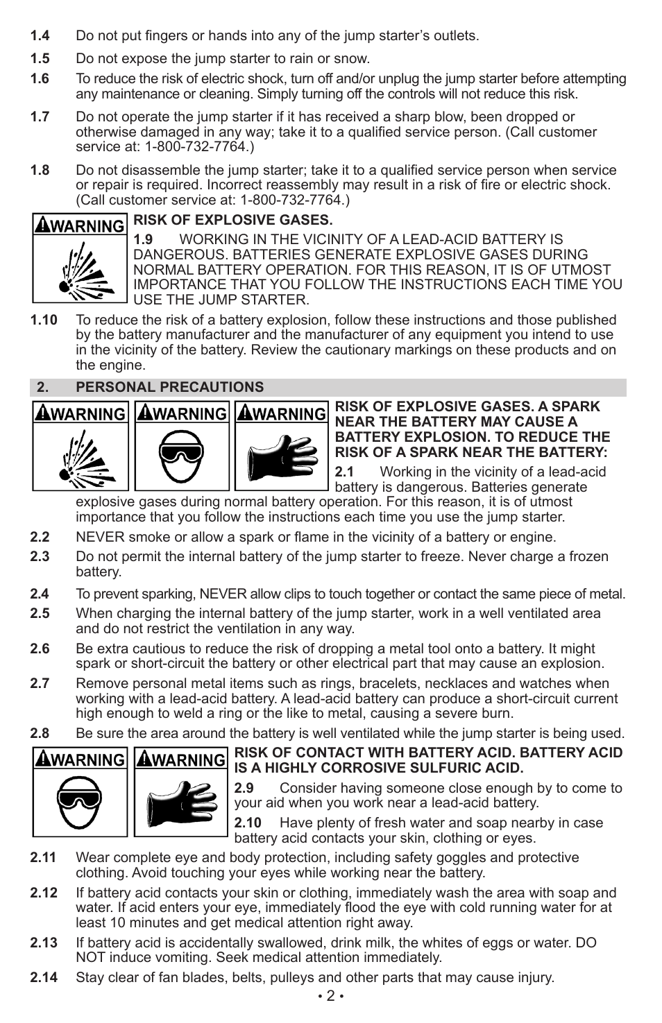 Sears Diehard Portable Power 1150 28.71988 User Manual | Page 3 / 12