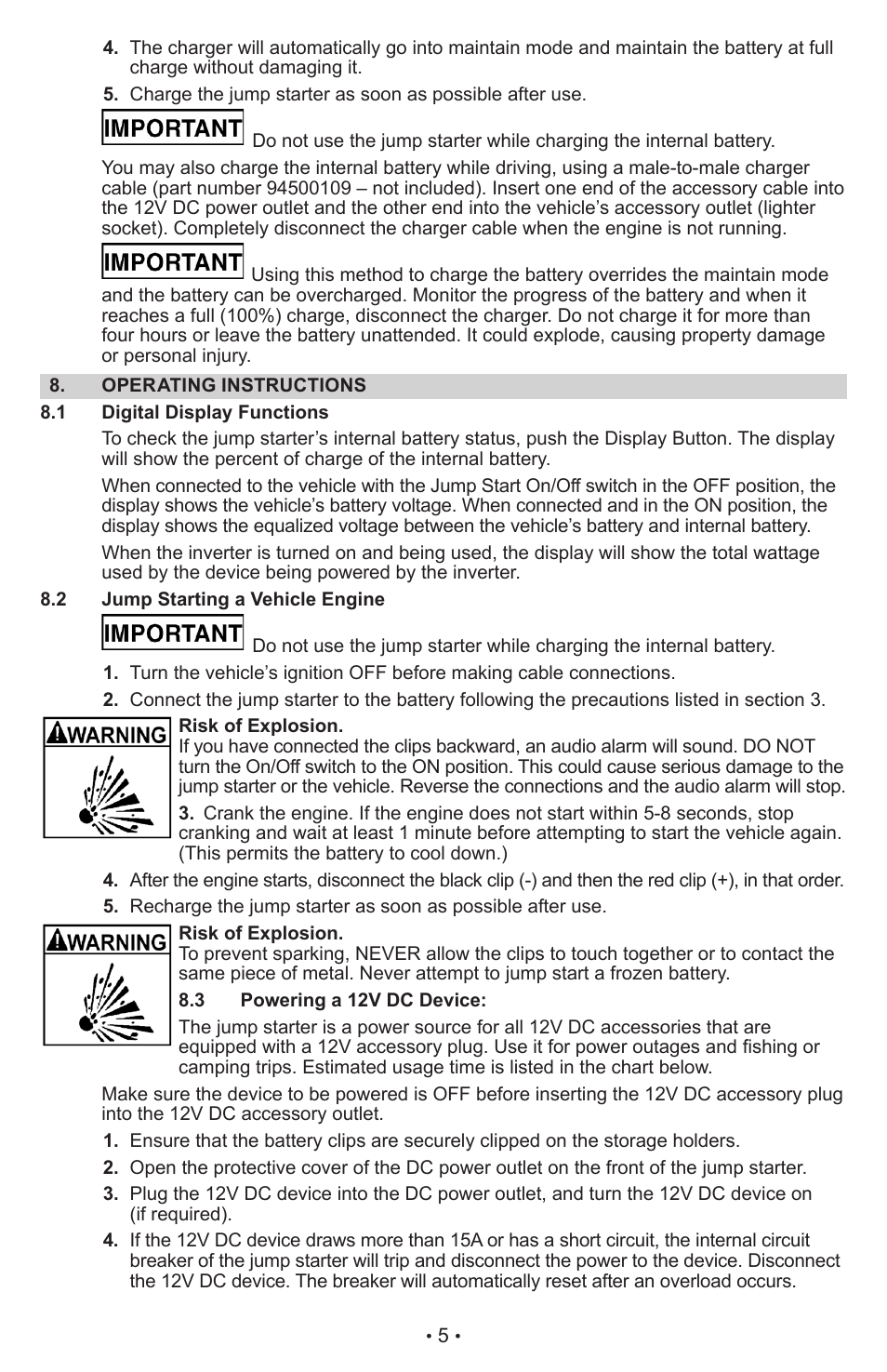 Sears Diehard Portable Power 1150 28.71988 User Manual | Page 6 / 12