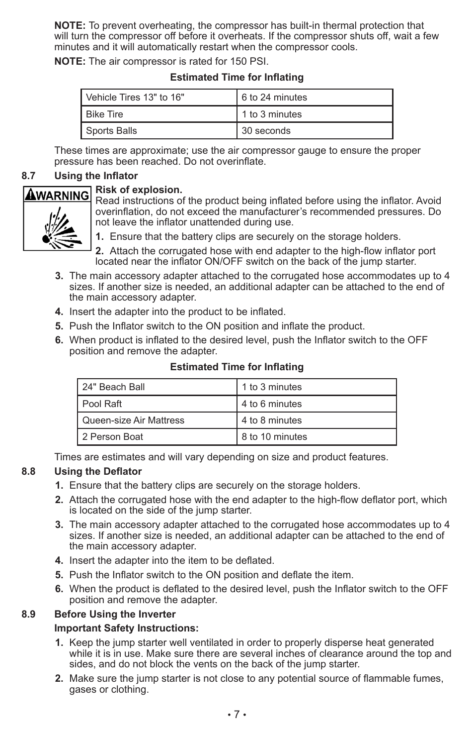 Sears Diehard Portable Power 1150 28.71988 User Manual | Page 8 / 12