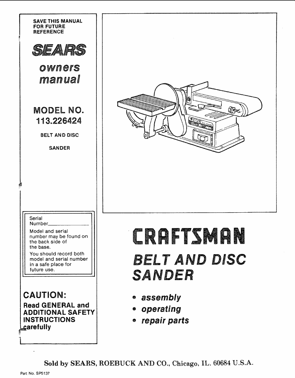 Sears 113.226424 User Manual | 24 pages