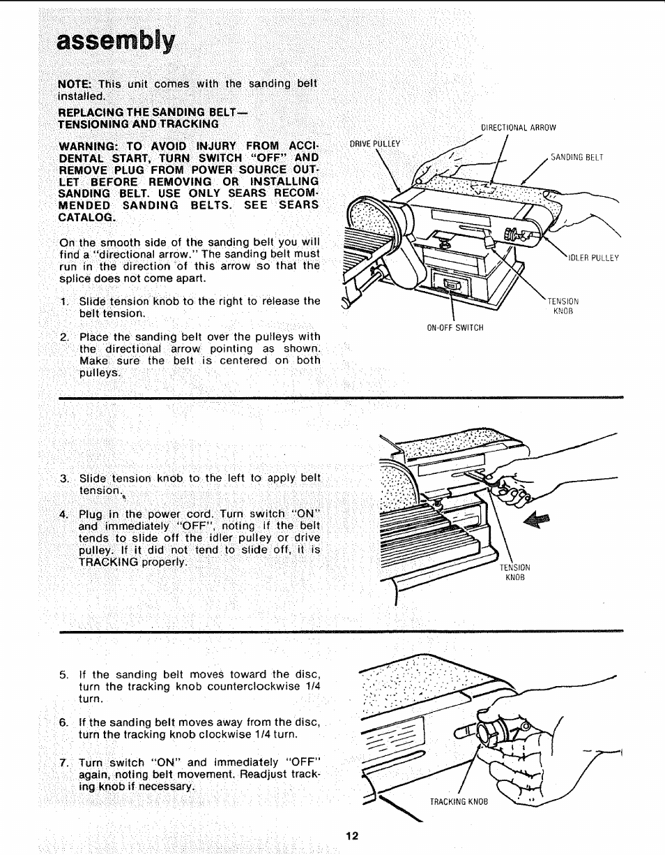 Assembly | Sears 113.226424 User Manual | Page 12 / 24