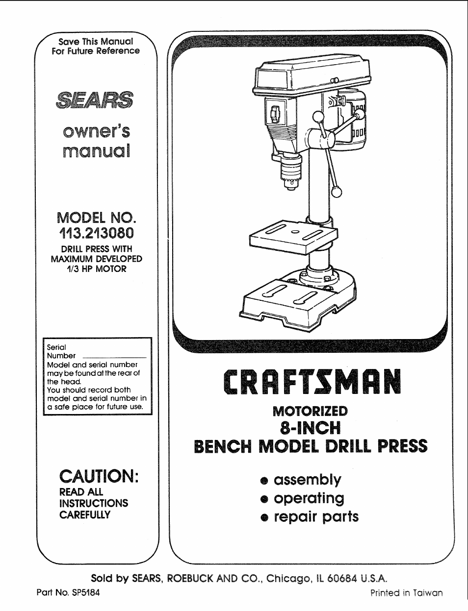 Sears 113.21308 User Manual | 28 pages