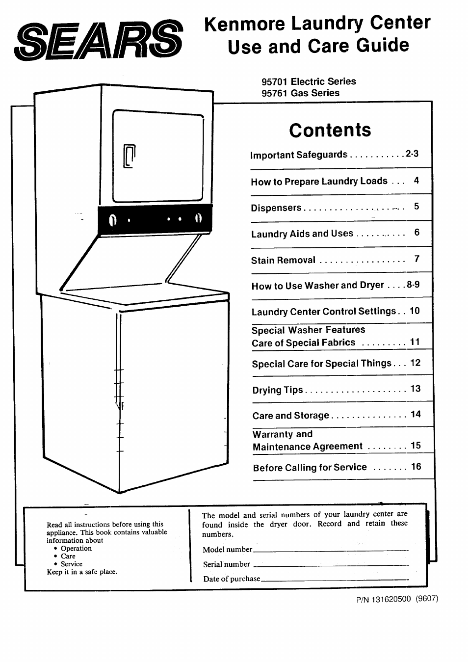 Sears 95701 User Manual | 16 pages