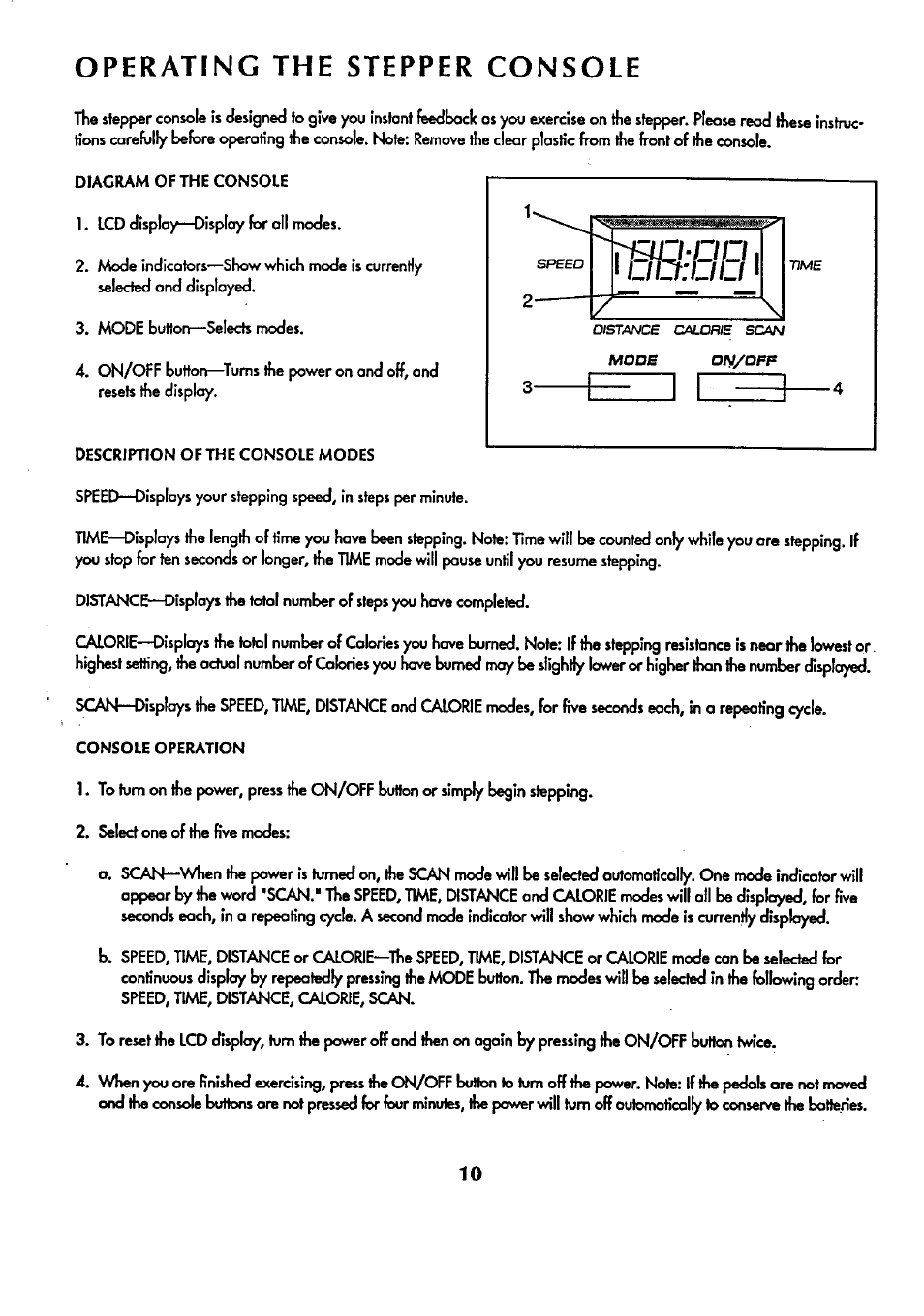 Operating the stepper console | Sears 831.159341 User Manual | Page 11 / 36