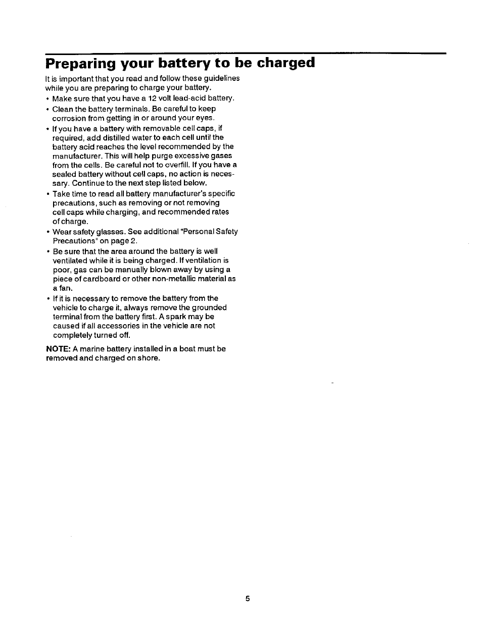 Preparing your battery to be charged | Sears 200.7121 User Manual | Page 6 / 12