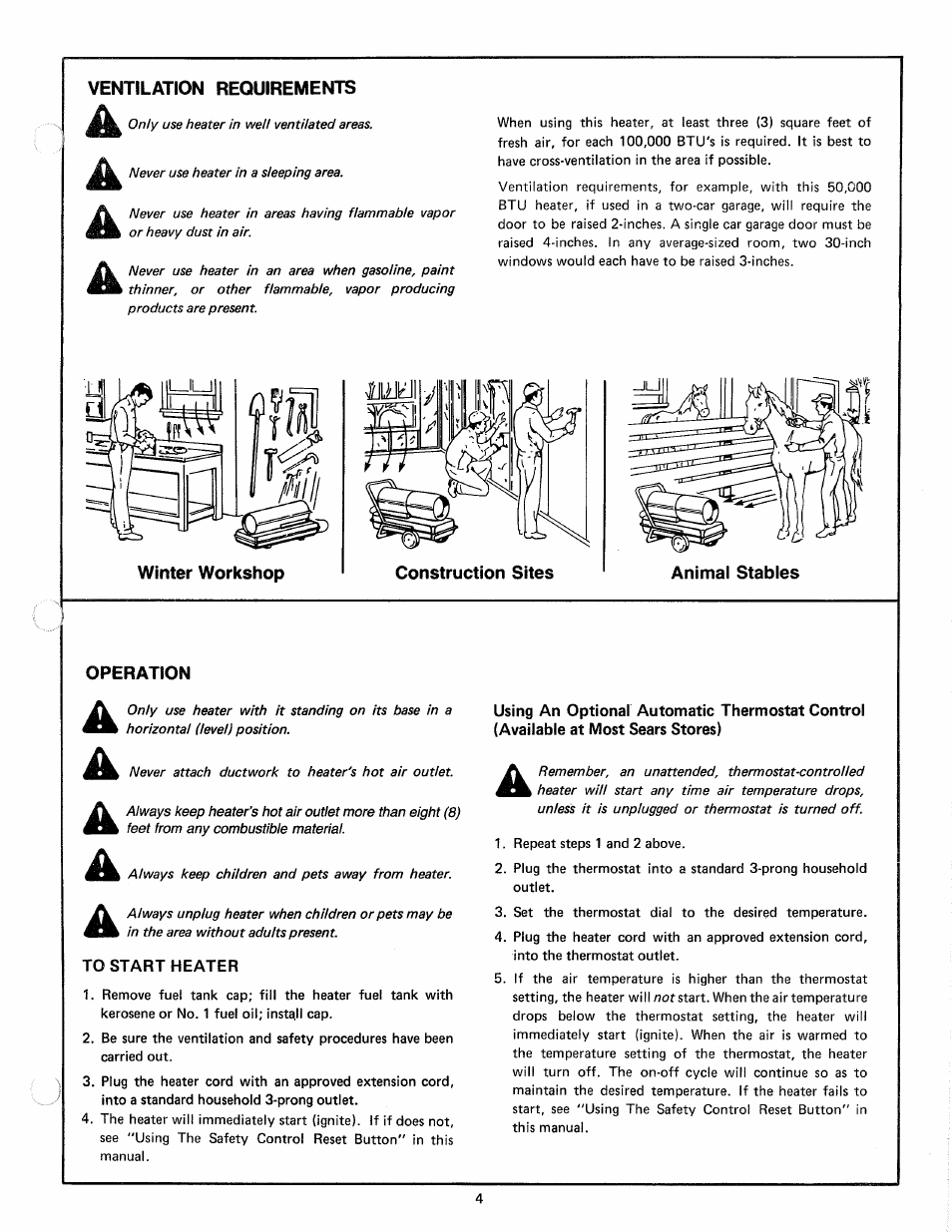 Ventilation requirements, Construction sites | Sears 583.35601 User Manual | Page 4 / 14