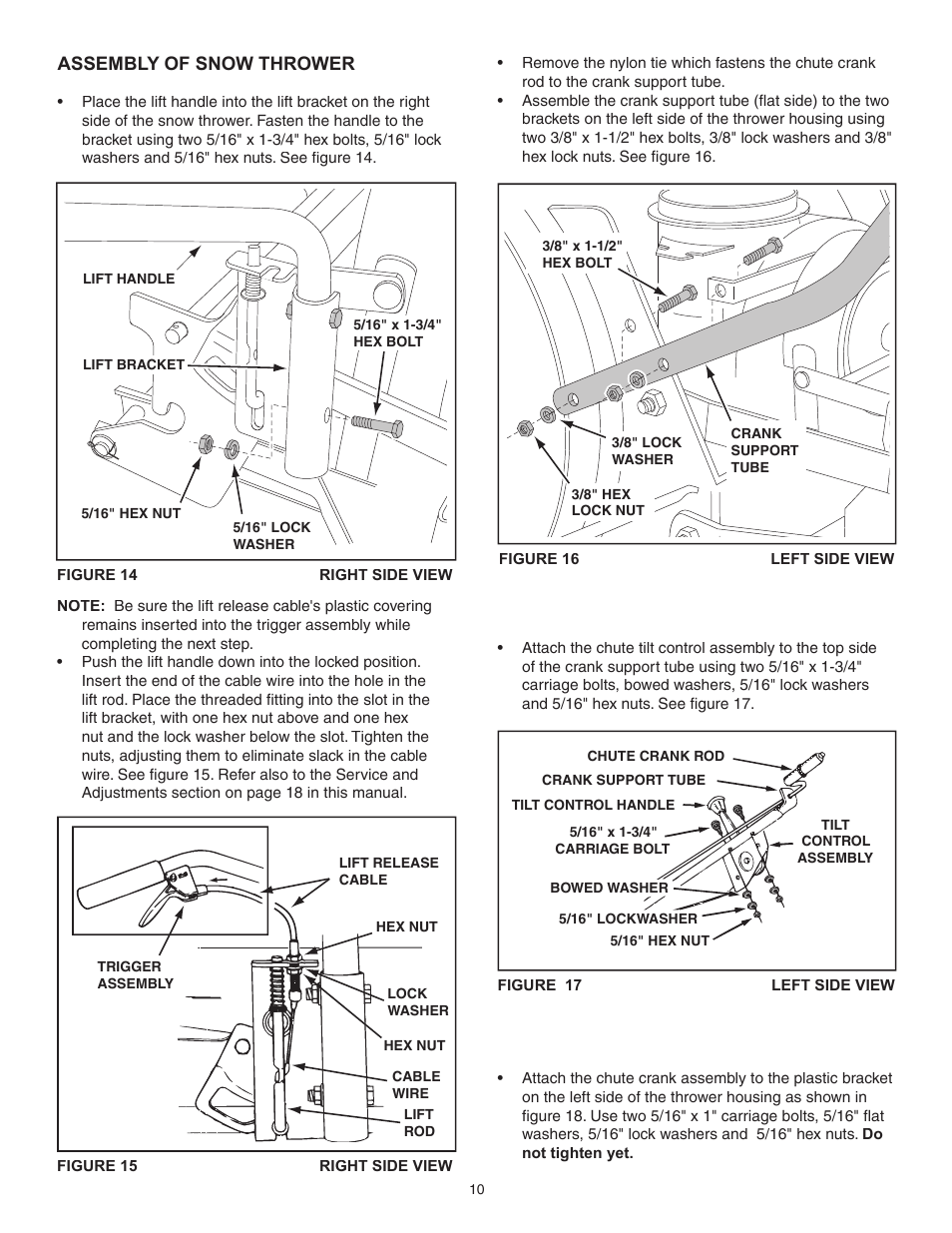 Assembly of snow thrower | Sears 486.248463 User Manual | Page 10 / 28