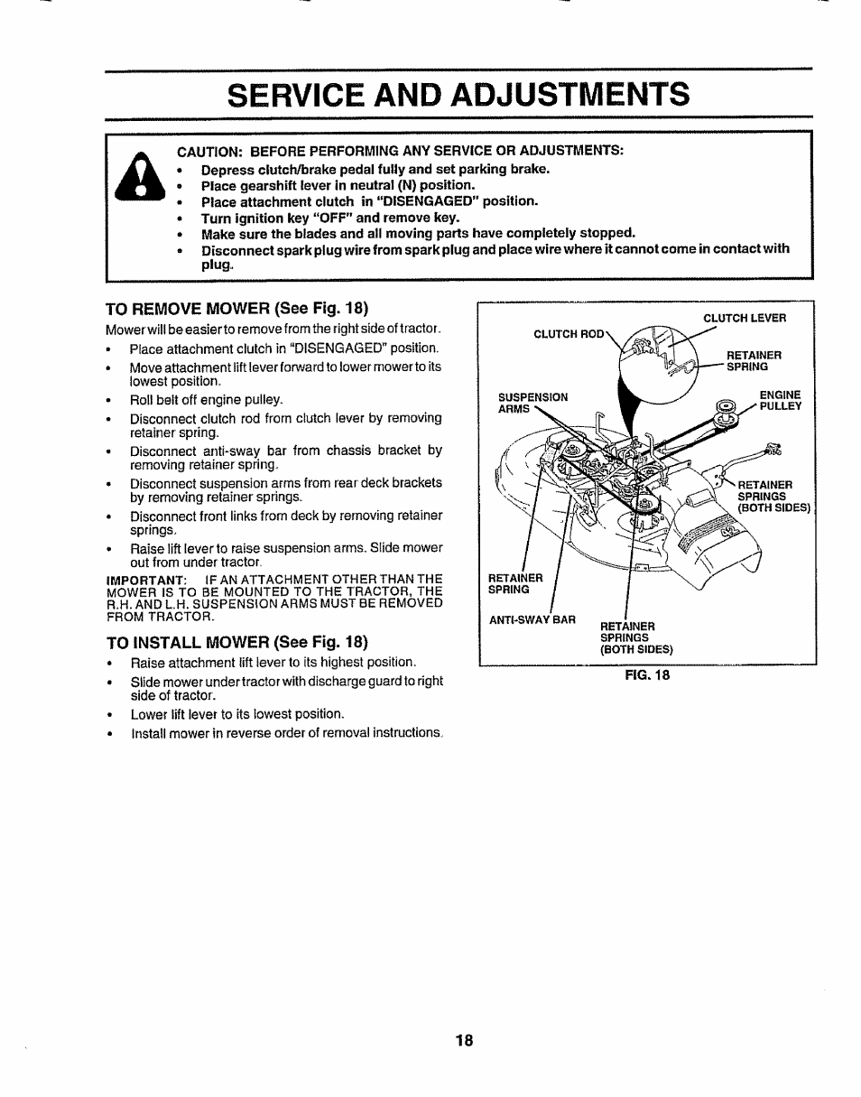 Service and adjustments | Sears 917.257632 User Manual | Page 18 / 56