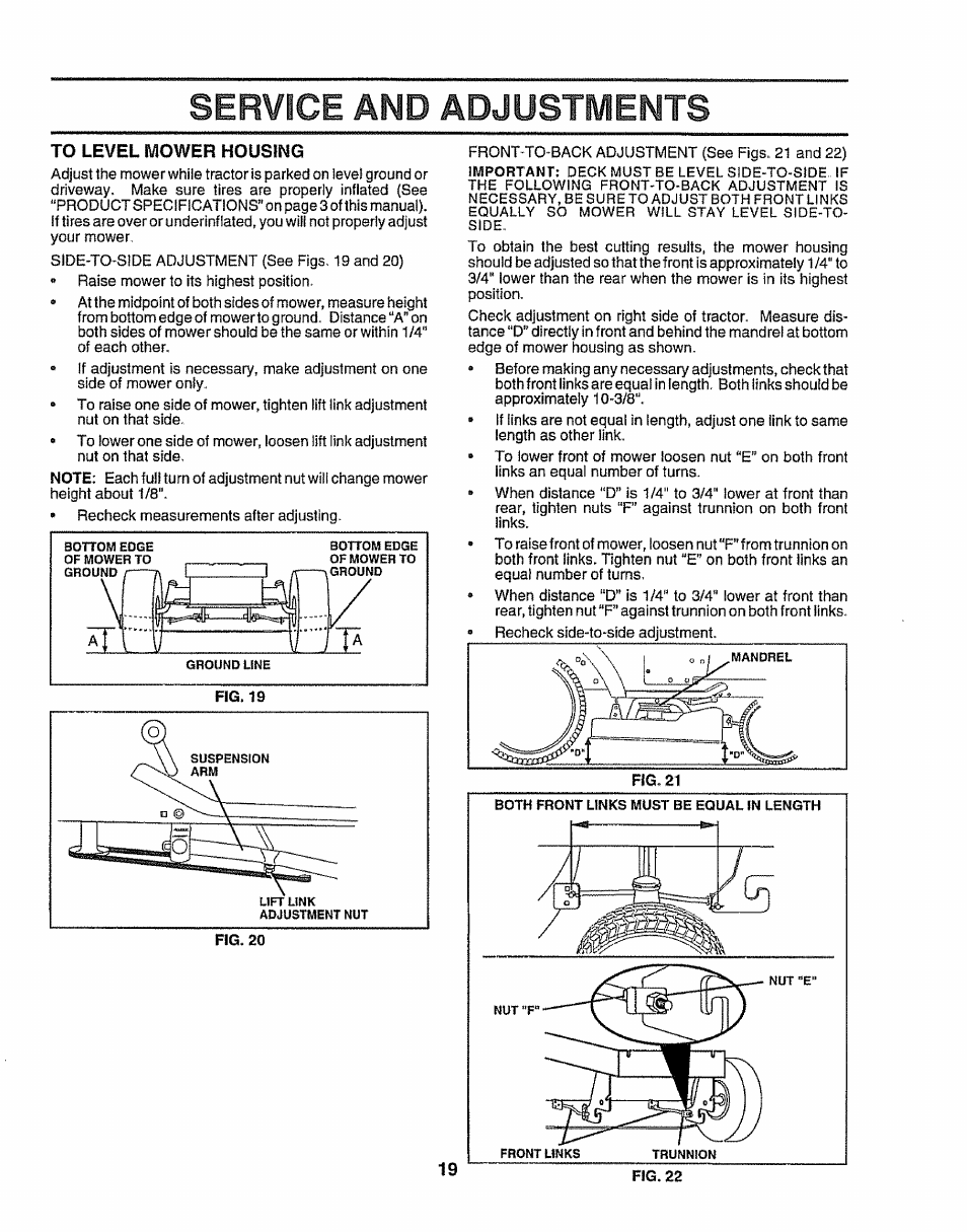 Service and adjustments | Sears 917.257632 User Manual | Page 19 / 56