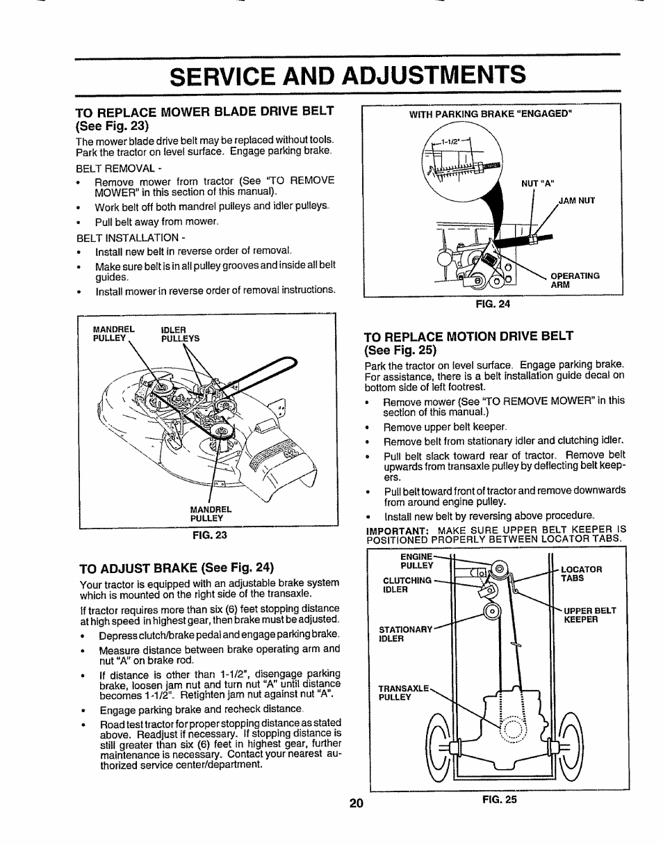 Service and adjustments | Sears 917.257632 User Manual | Page 20 / 56