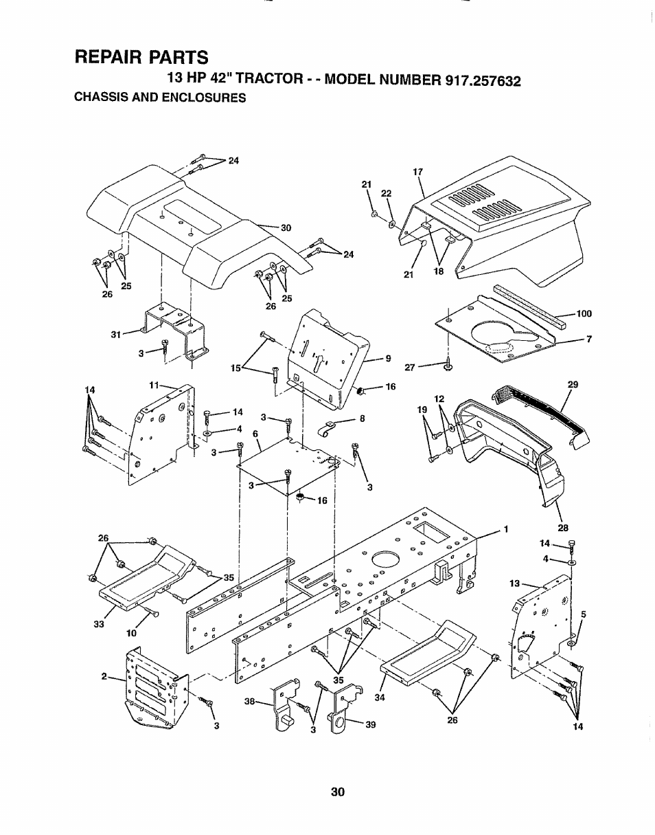 Repair parts | Sears 917.257632 User Manual | Page 30 / 56