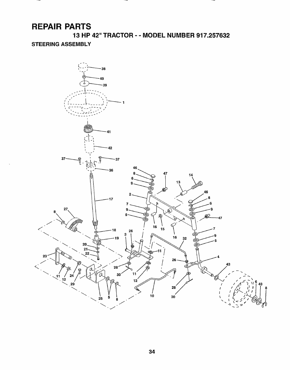 Repair parts | Sears 917.257632 User Manual | Page 34 / 56