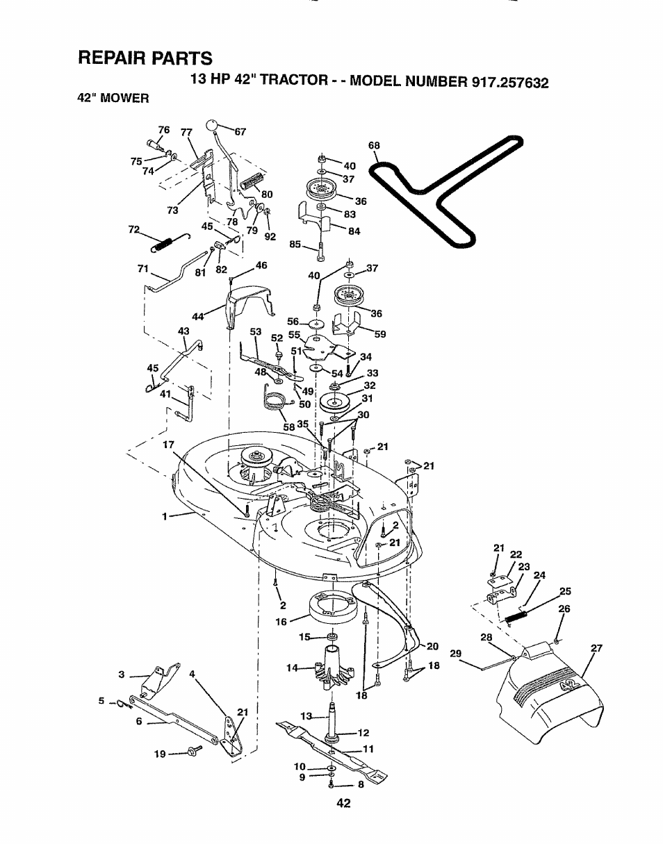 Repair parts | Sears 917.257632 User Manual | Page 42 / 56