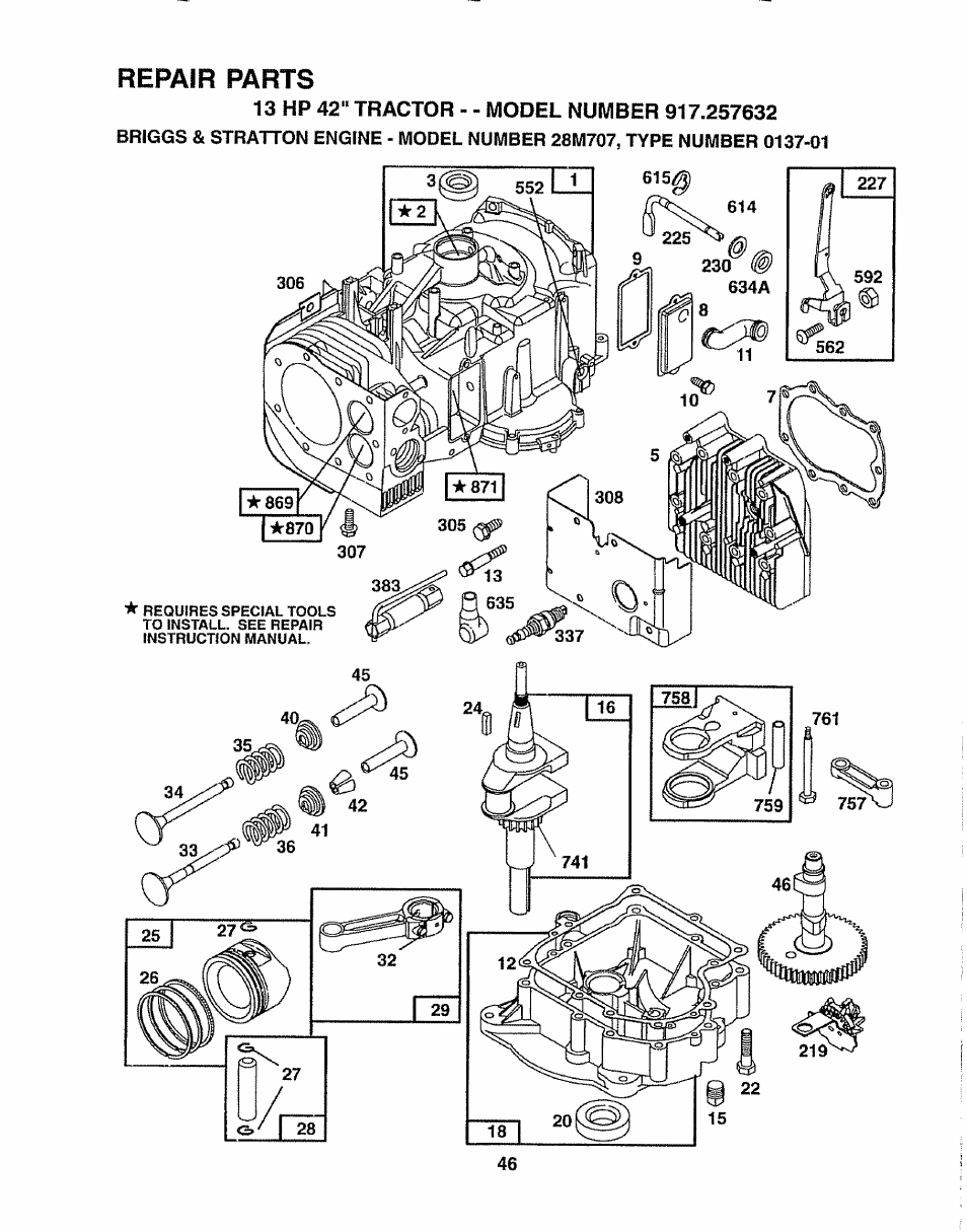 Repair parts | Sears 917.257632 User Manual | Page 46 / 56