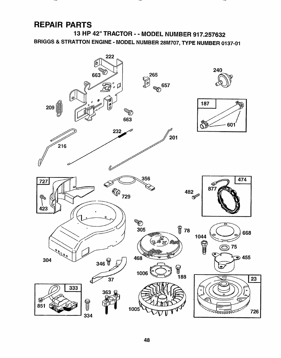 Repair parts | Sears 917.257632 User Manual | Page 48 / 56