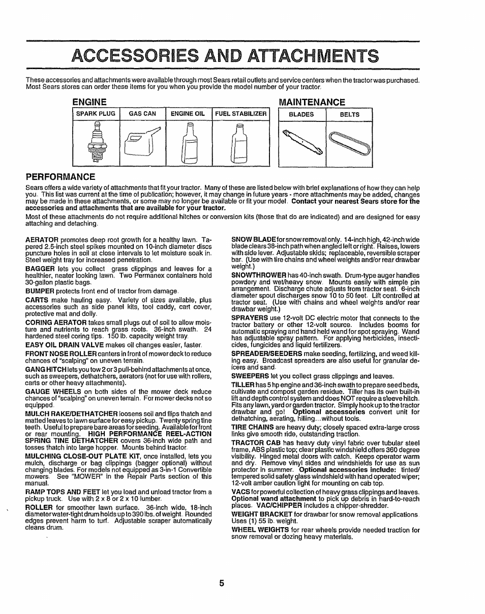 Accessories and attachments | Sears 917.257632 User Manual | Page 5 / 56