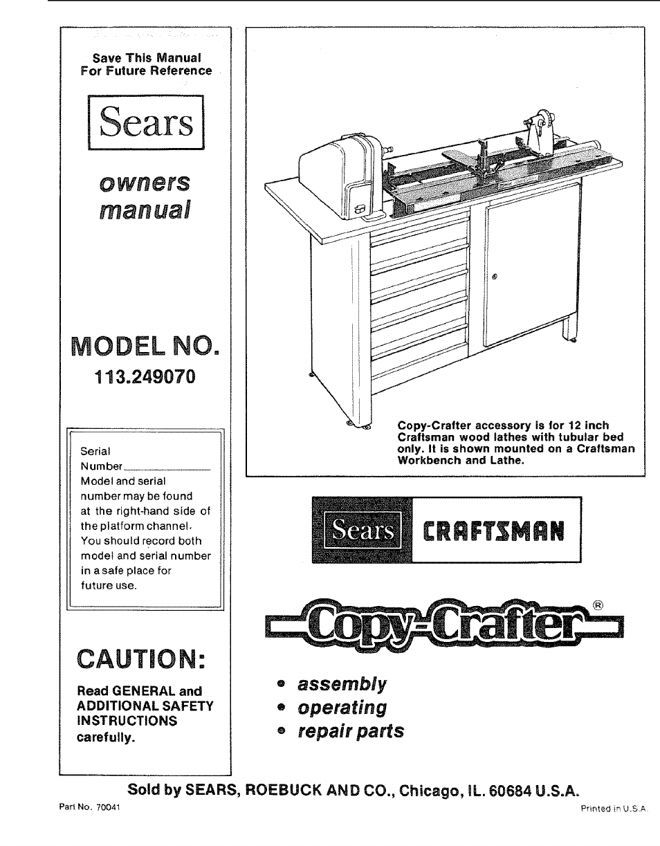 Sears 113.24907 User Manual | 28 pages