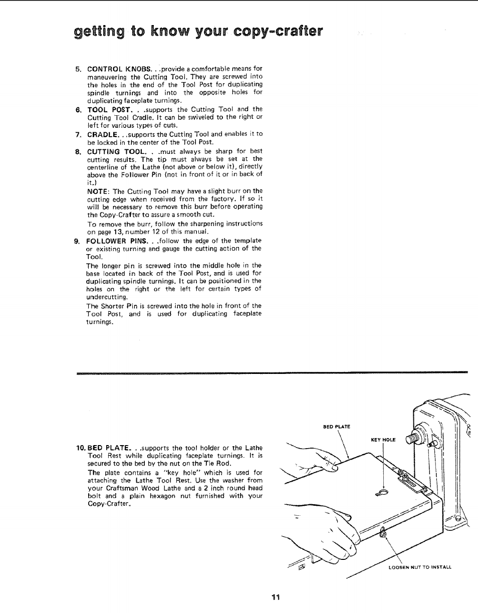 Getting to know your copy-crafter | Sears 113.24907 User Manual | Page 11 / 28