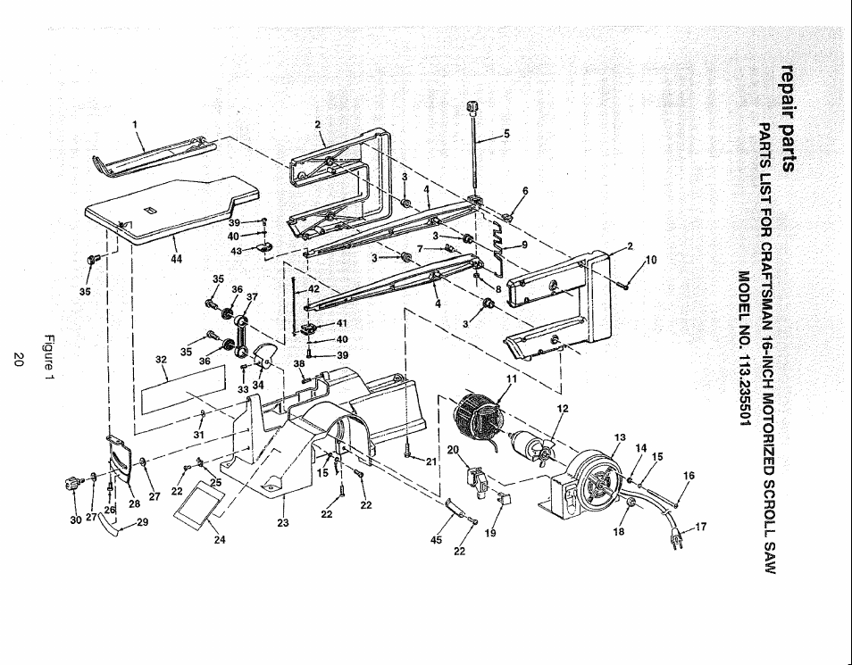 Repair parts | Sears 113.235501 User Manual | Page 20 / 22