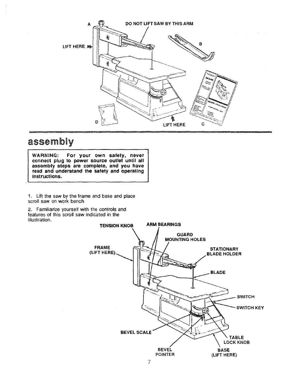 Assembly | Sears 113.235501 User Manual | Page 7 / 22