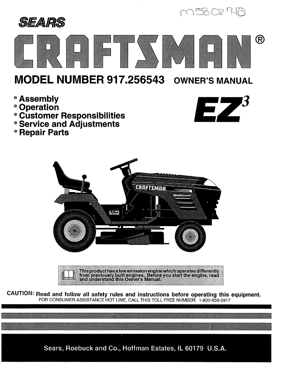 Sears EZ3 917.256543 User Manual | 28 pages