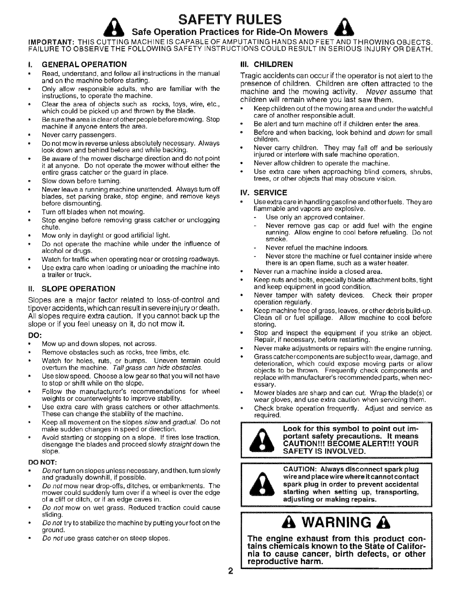 Safety rules, Warning | Sears 917.25051 User Manual | Page 2 / 64