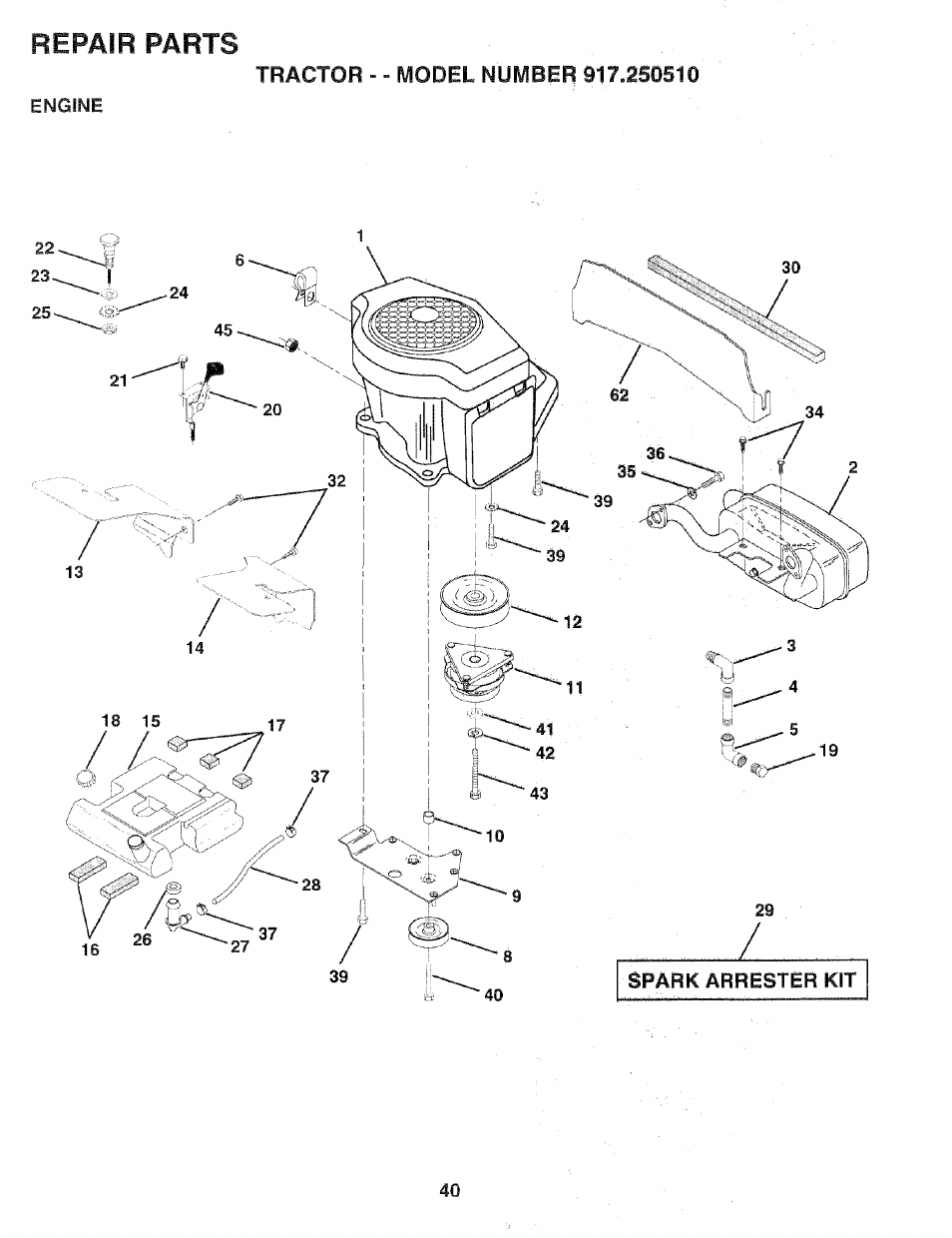 Repair parts | Sears 917.25051 User Manual | Page 40 / 64