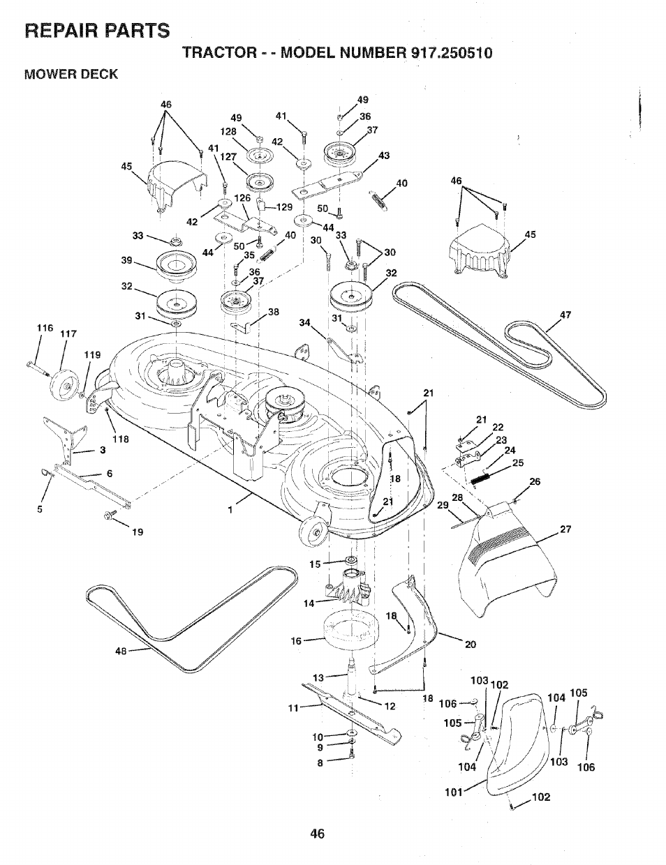 Repair parts | Sears 917.25051 User Manual | Page 46 / 64