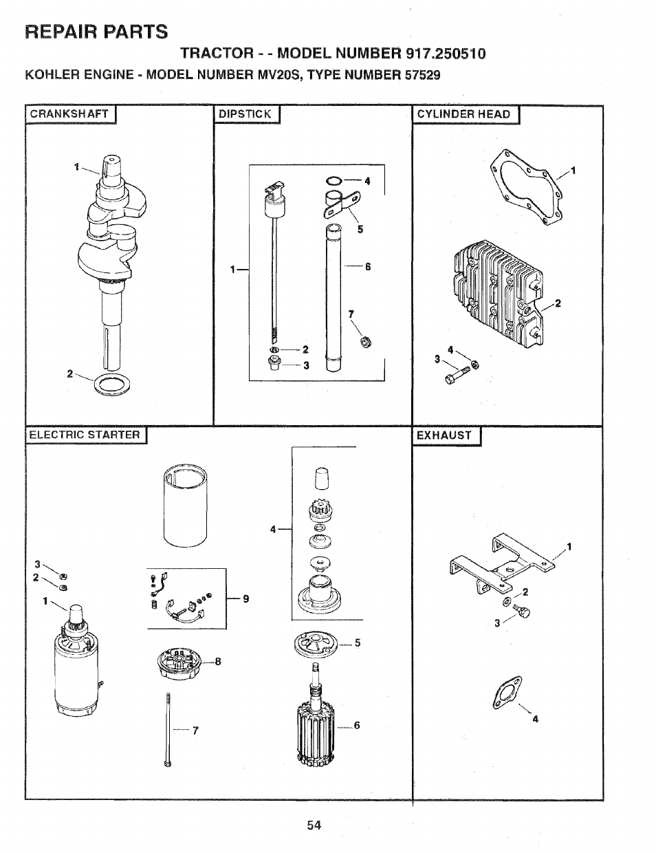 Repair parts | Sears 917.25051 User Manual | Page 54 / 64