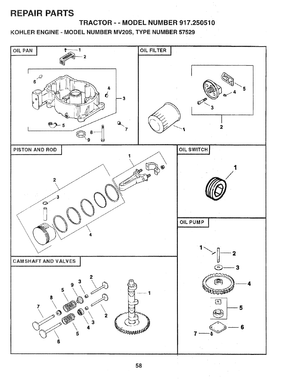 Repair parts | Sears 917.25051 User Manual | Page 58 / 64