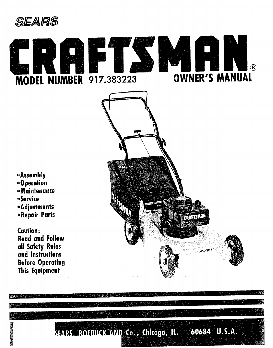 Sears 917.383223 User Manual | 24 pages