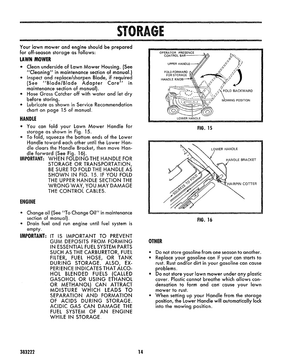 Lawn mower, Handle, Engine | Other | Sears 917.383223 User Manual | Page 14 / 24