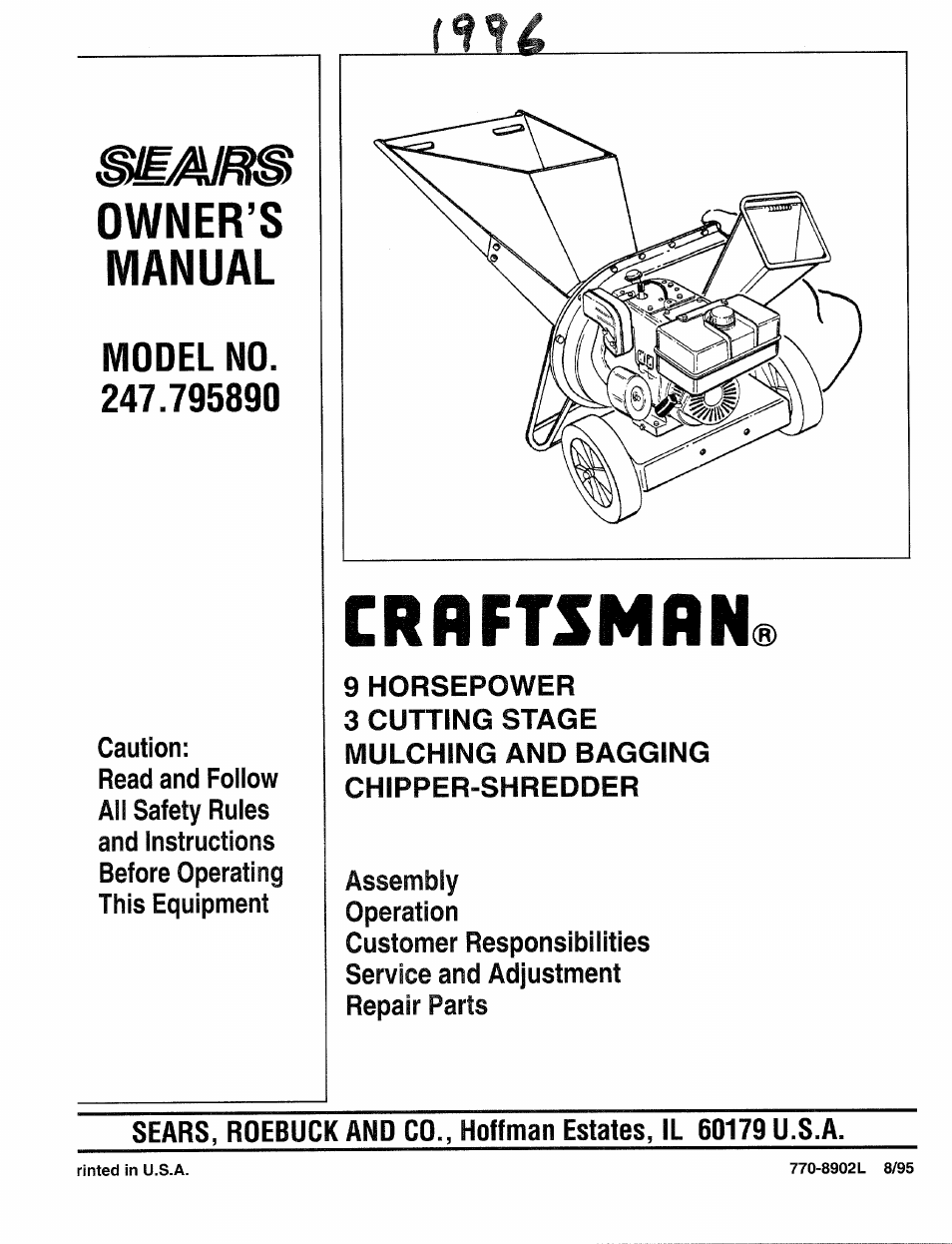 Sears Craftsman 247-795890 User Manual | 42 pages