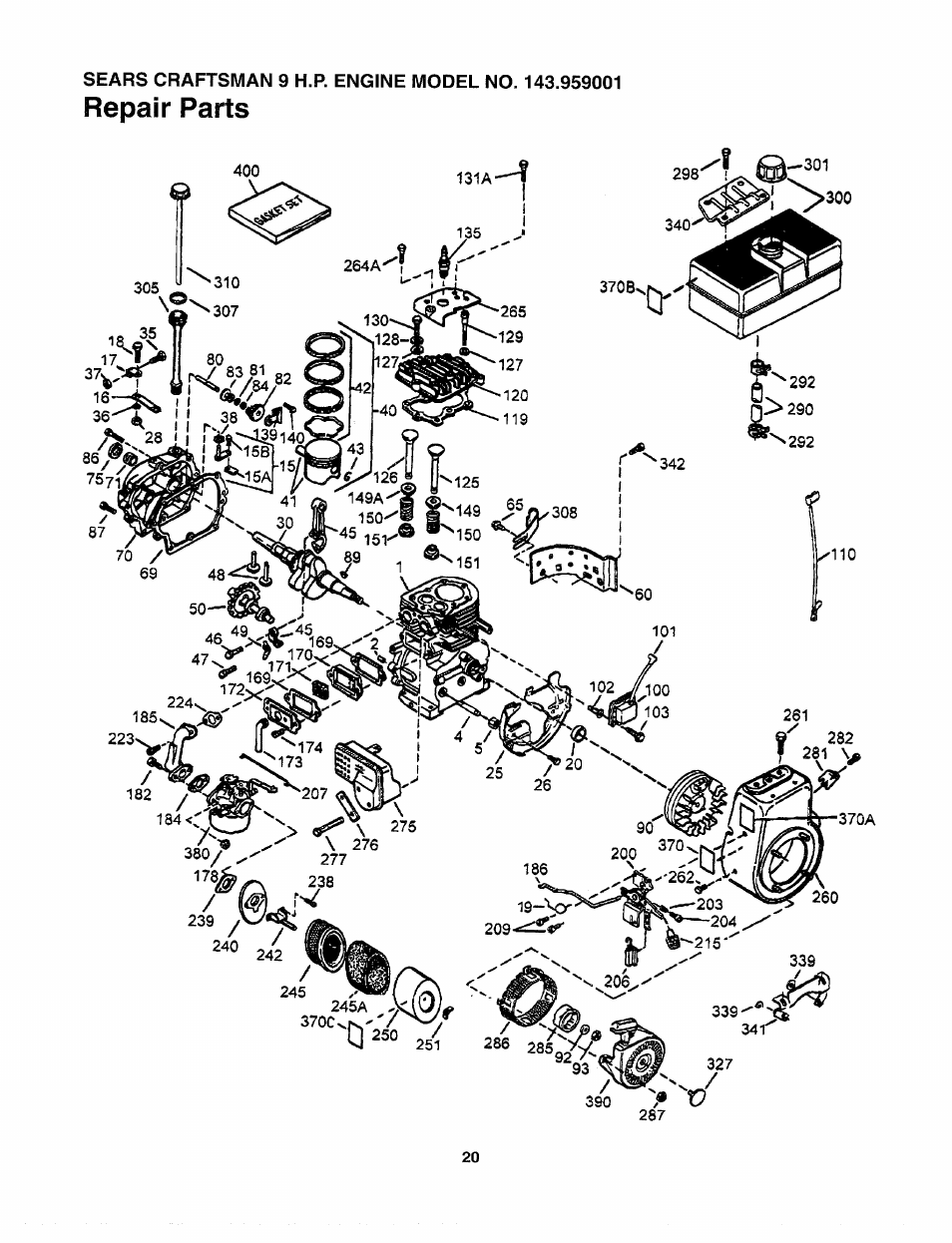 Repair parts | Sears Craftsman 247-795890 User Manual | Page 20 / 42