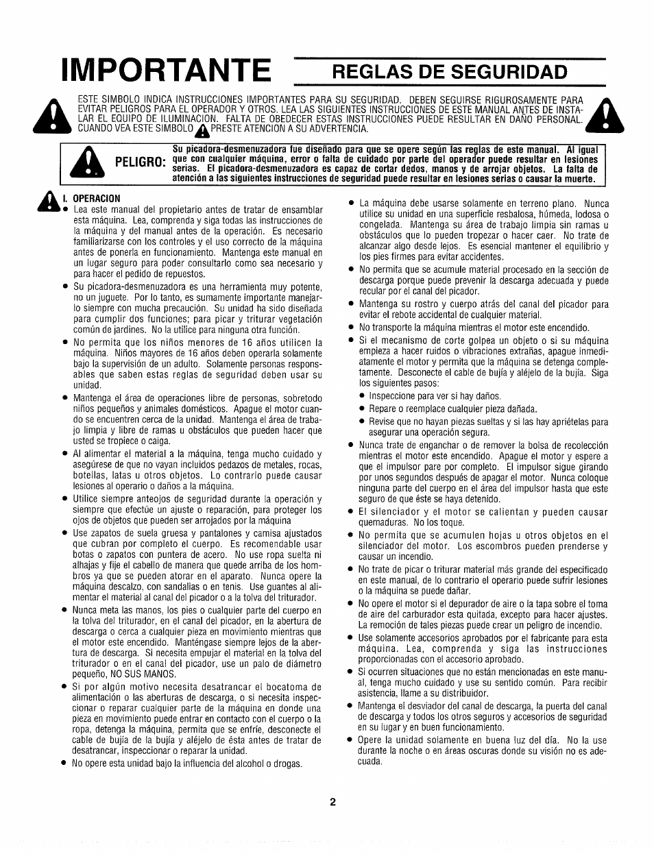 Importante “ reglas de seguridad, Importante, Reglas de seguridad | Sears Craftsman 247-795890 User Manual | Page 26 / 42