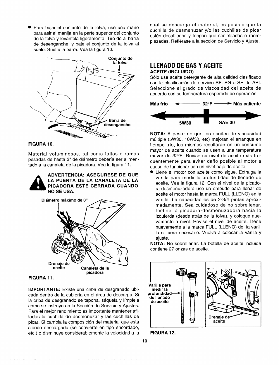 Llenado de gas y aceite | Sears Craftsman 247-795890 User Manual | Page 34 / 42