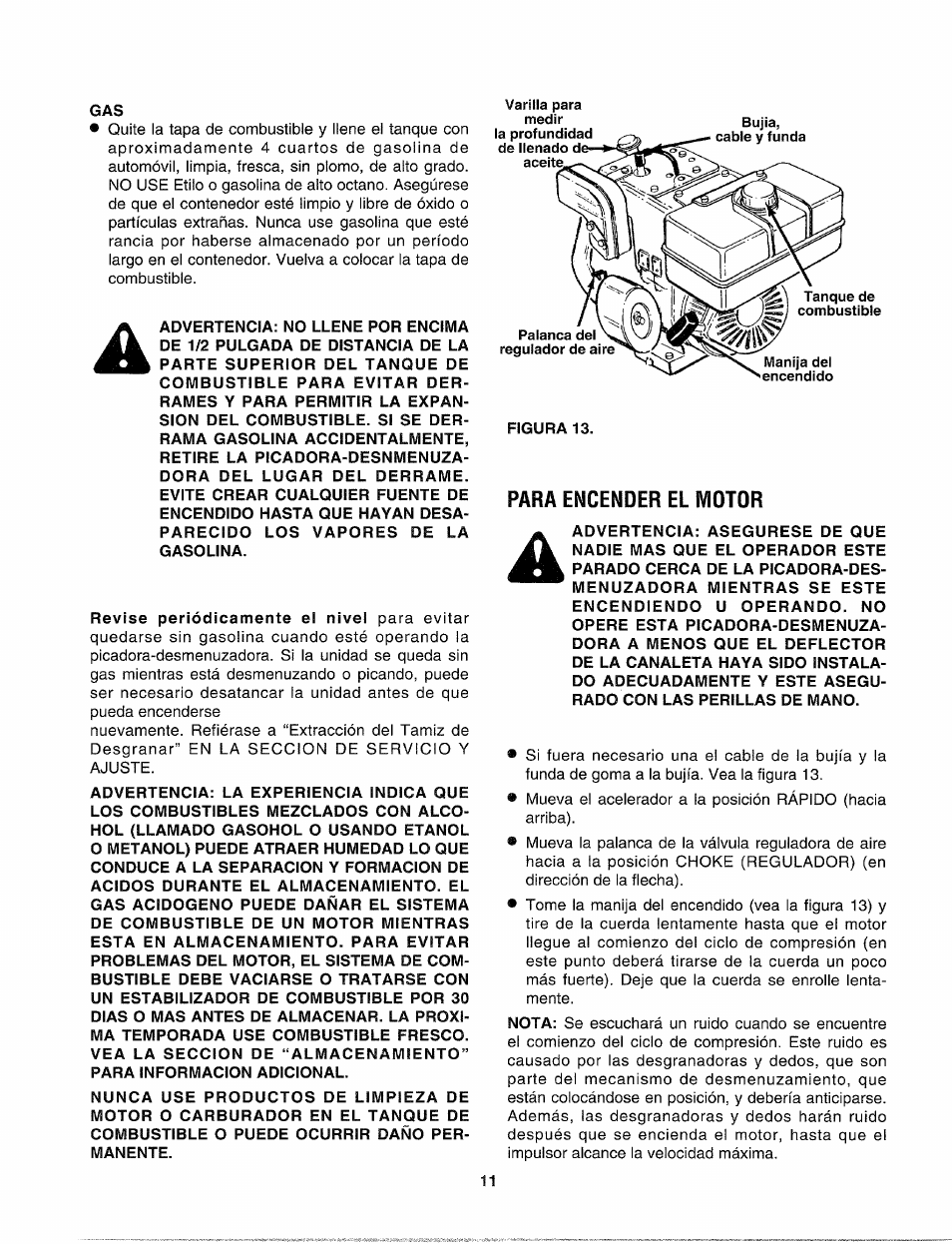 Figurais, Para encender el motor | Sears Craftsman 247-795890 User Manual | Page 35 / 42