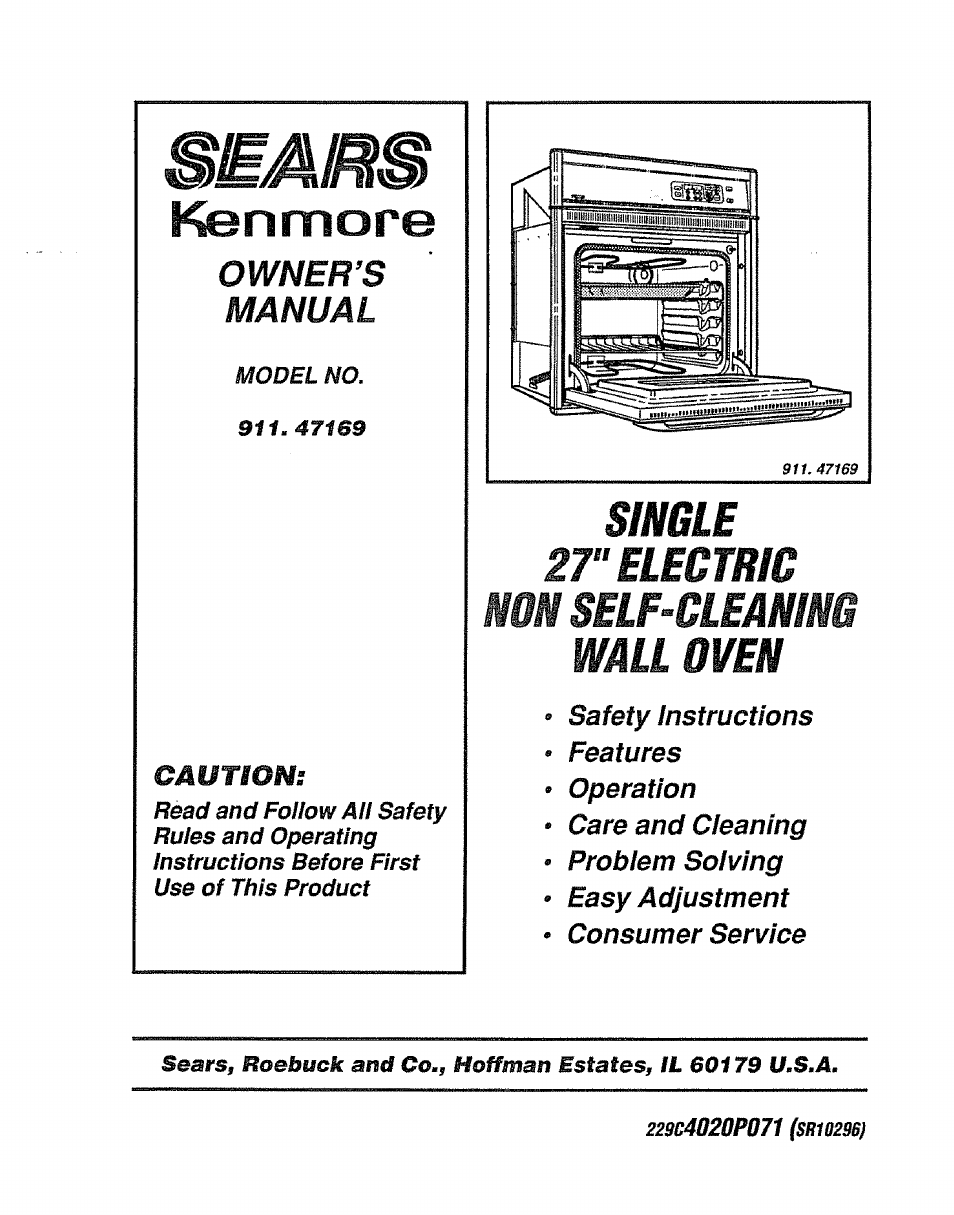 Sears 911. 47169 User Manual | 23 pages