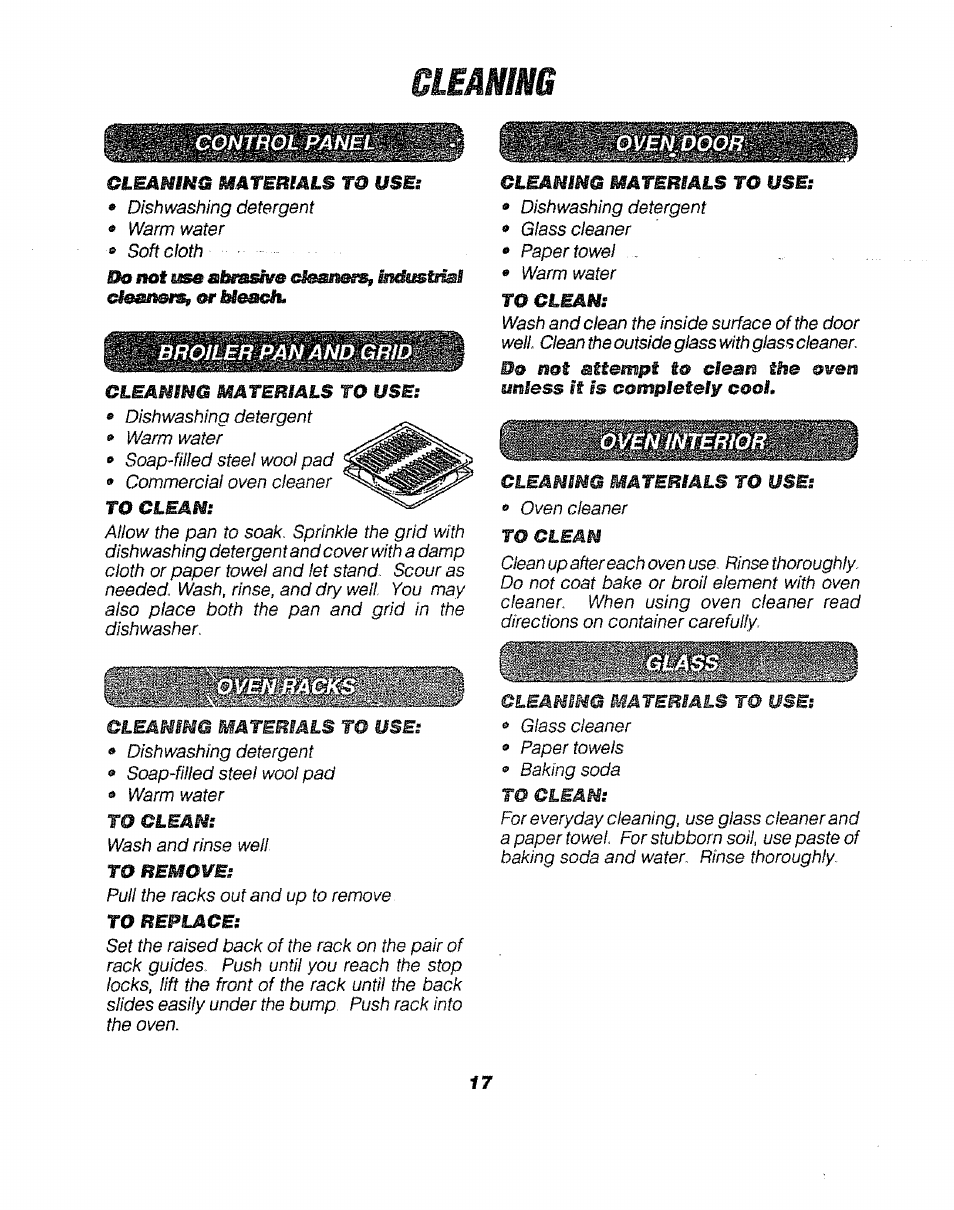 Cleaning, Po flof | Sears 911. 47169 User Manual | Page 17 / 23